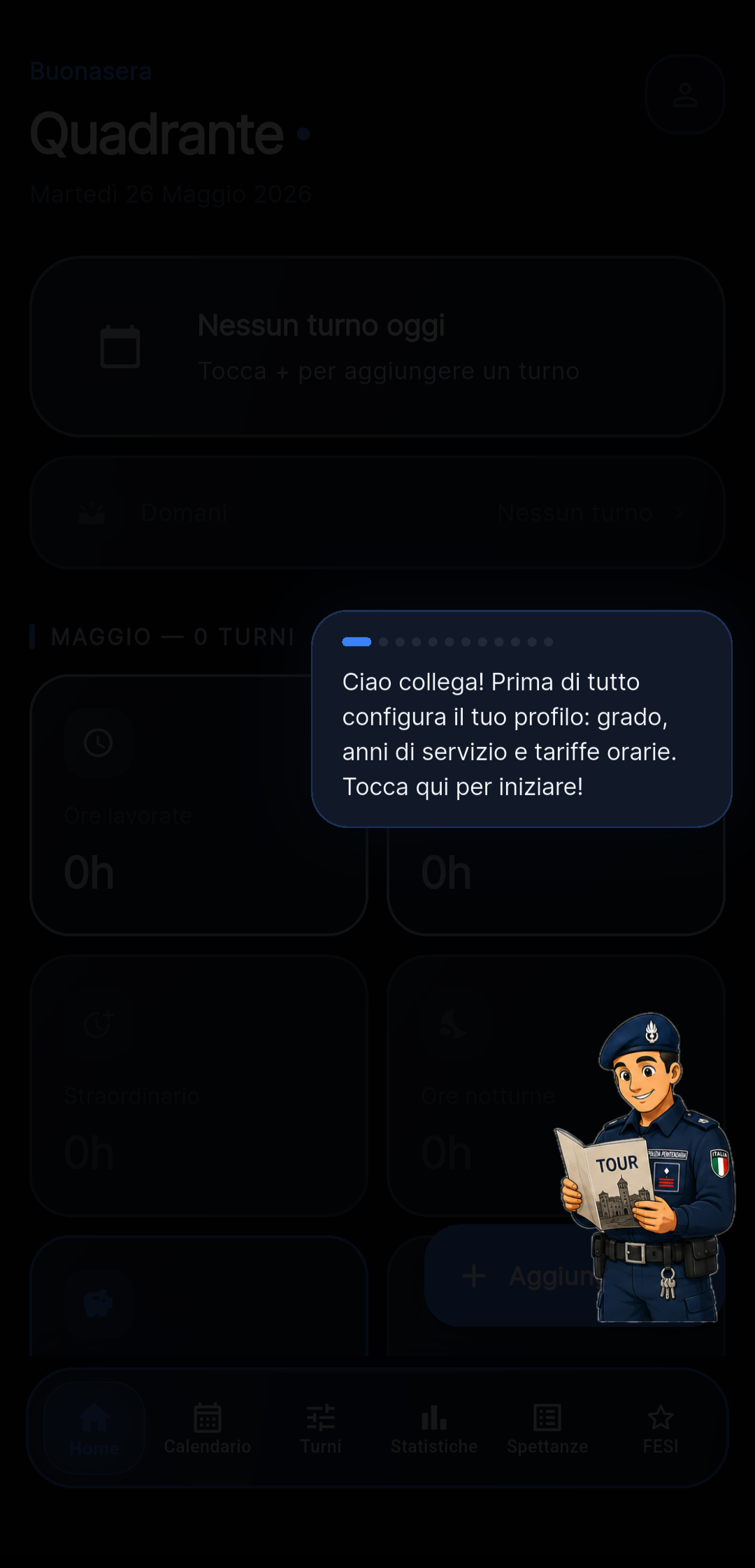Onboarding guidato QUADRANTE